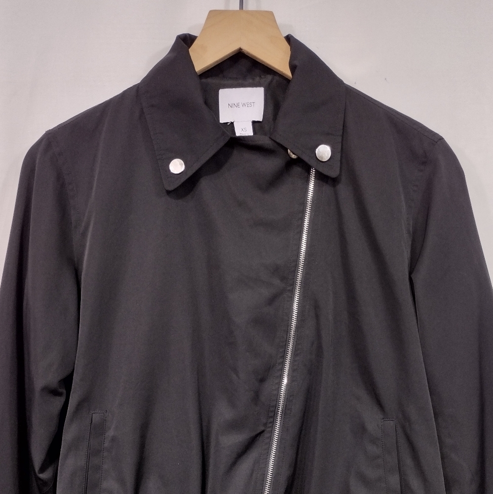 Nine West Motorcycle Style Jacket Womens XS Black Boho Retro Grunge Rockabilly - Picture 2 of 10
